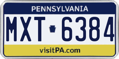 PA license plate MXT6384
