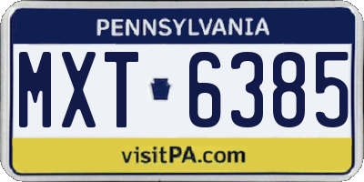 PA license plate MXT6385
