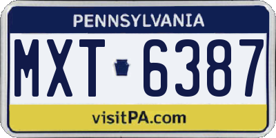 PA license plate MXT6387