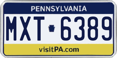 PA license plate MXT6389