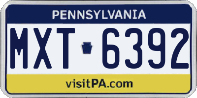 PA license plate MXT6392