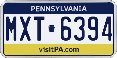 PA license plate MXT6394