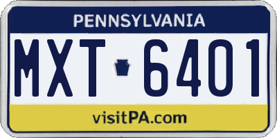 PA license plate MXT6401
