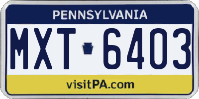 PA license plate MXT6403
