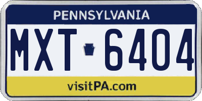 PA license plate MXT6404