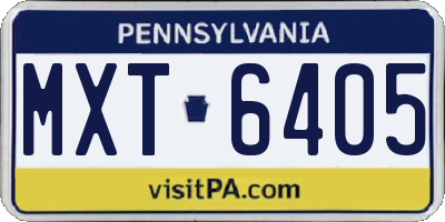 PA license plate MXT6405