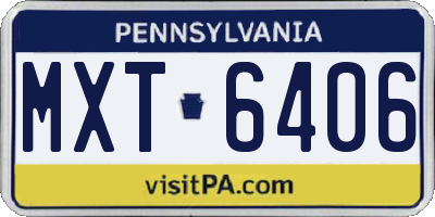 PA license plate MXT6406