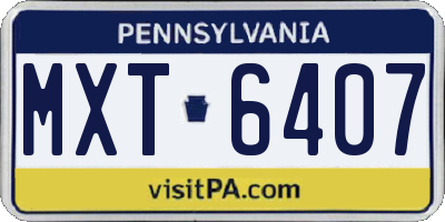 PA license plate MXT6407