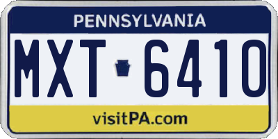 PA license plate MXT6410