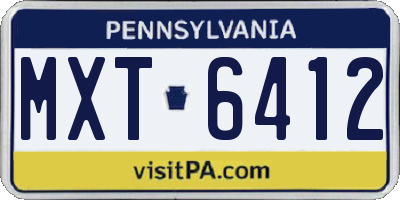PA license plate MXT6412