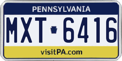 PA license plate MXT6416