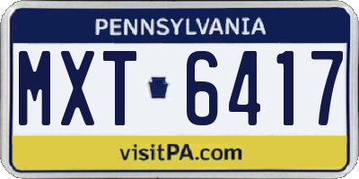 PA license plate MXT6417