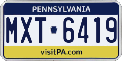 PA license plate MXT6419