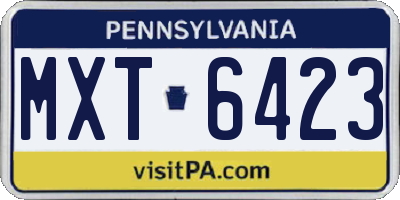 PA license plate MXT6423