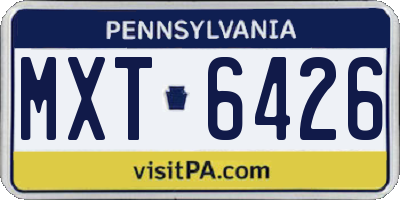 PA license plate MXT6426
