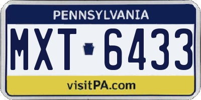 PA license plate MXT6433