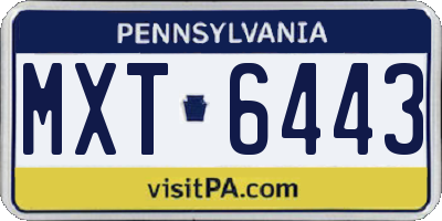 PA license plate MXT6443