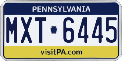 PA license plate MXT6445