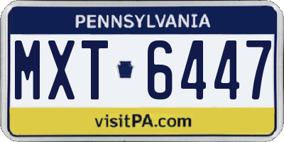 PA license plate MXT6447