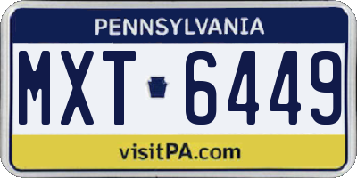 PA license plate MXT6449