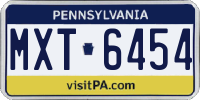 PA license plate MXT6454