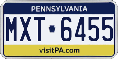 PA license plate MXT6455