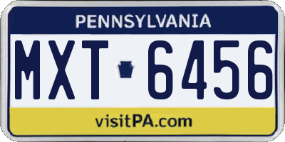 PA license plate MXT6456