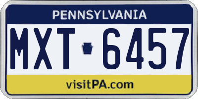 PA license plate MXT6457