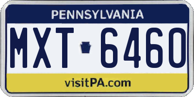 PA license plate MXT6460