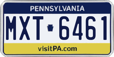 PA license plate MXT6461