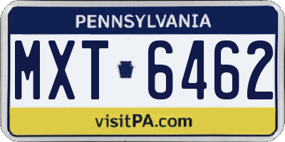PA license plate MXT6462
