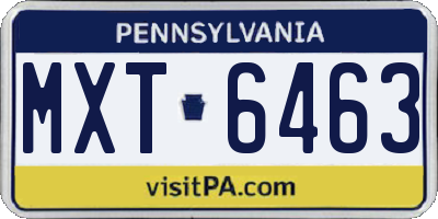 PA license plate MXT6463
