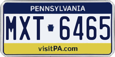 PA license plate MXT6465
