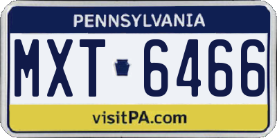 PA license plate MXT6466