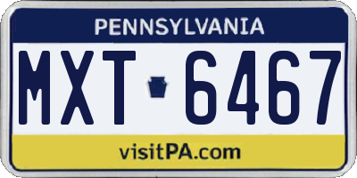 PA license plate MXT6467