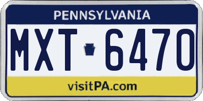 PA license plate MXT6470