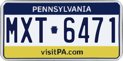 PA license plate MXT6471