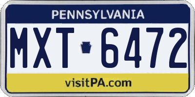 PA license plate MXT6472
