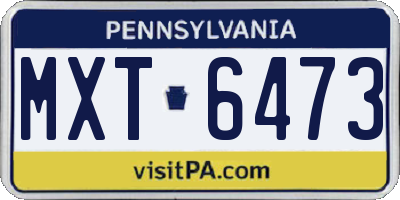 PA license plate MXT6473