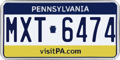 PA license plate MXT6474