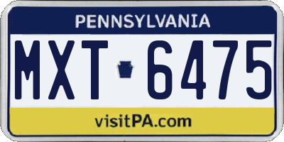 PA license plate MXT6475
