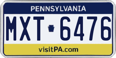 PA license plate MXT6476