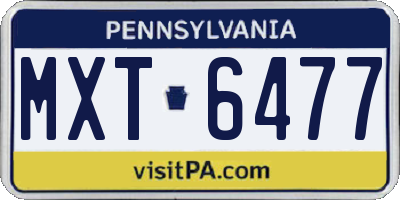 PA license plate MXT6477