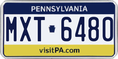 PA license plate MXT6480
