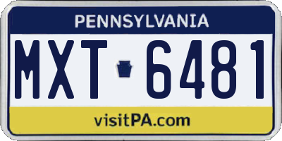 PA license plate MXT6481