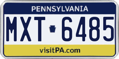 PA license plate MXT6485