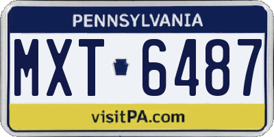 PA license plate MXT6487