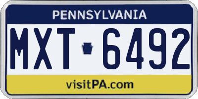 PA license plate MXT6492