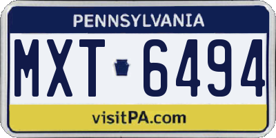 PA license plate MXT6494