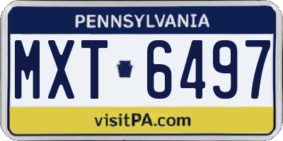 PA license plate MXT6497